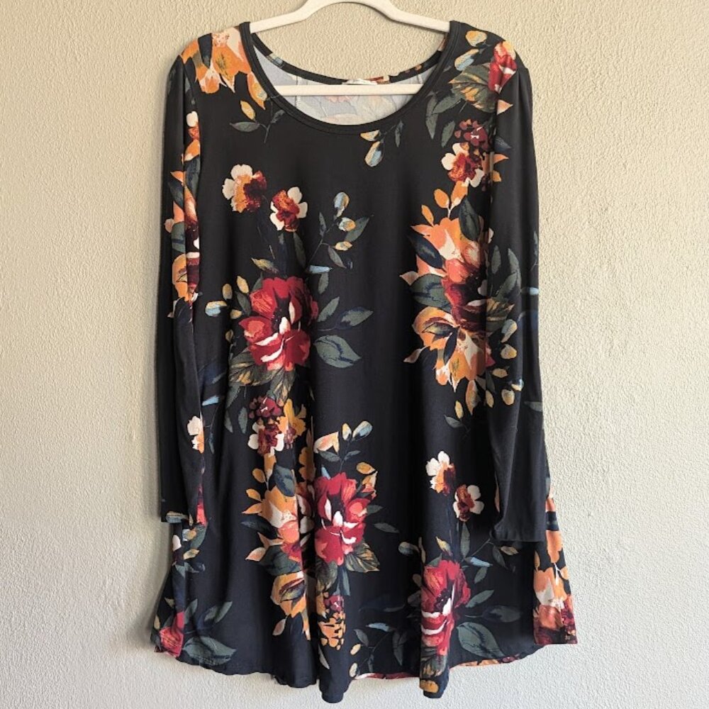 Jodifl | Floral Long Sleeve Swing Tunic | Size M